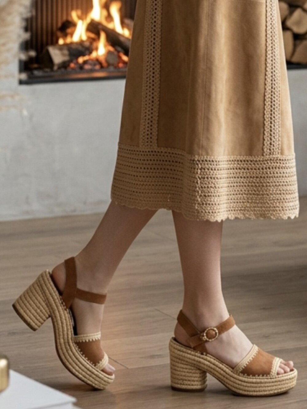Tory Burch Brown Suede Arianne Platform Ankle Strap Sandal